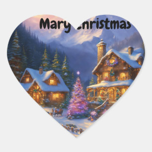 stickers de coeur spécial Noël pour cadeau