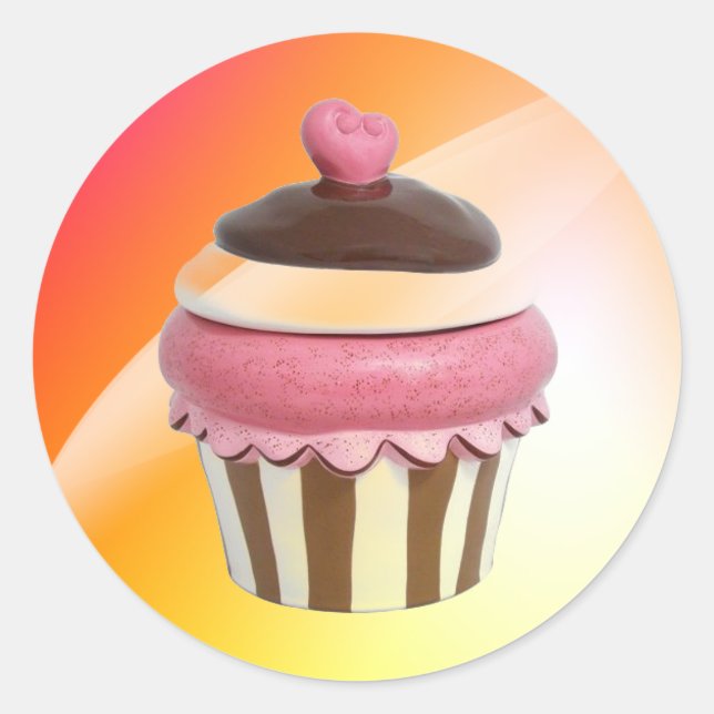 stickers de cupcake rose chaud et chocolat (Devant)