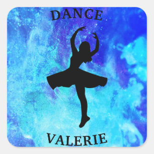 Stickers de danse Galaxy bleu filles avec nom
