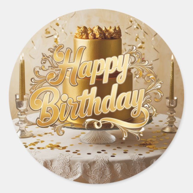 Stickers de decal Joyeux Anniversaire Métallic Or (Devant)
