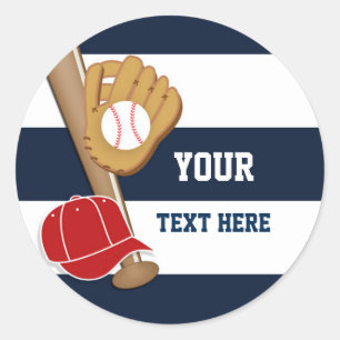 Stickers de fête d'anniversaire de baseball bleu r