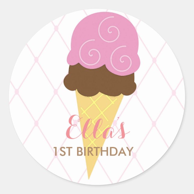 Stickers de fête d'anniversaire de la crème glacée (Devant)
