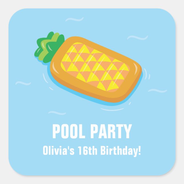 Stickers de fête d'anniversaire de la piscine d'an (Devant)