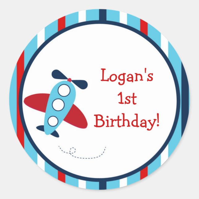 Stickers de fête d'anniversaire de l'avion (Devant)