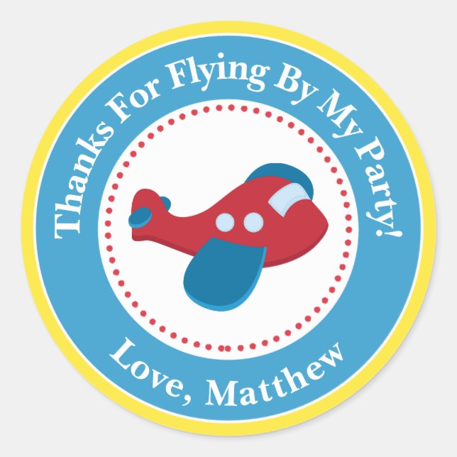 Stickers de fête d'anniversaire de l'avion (Devant)