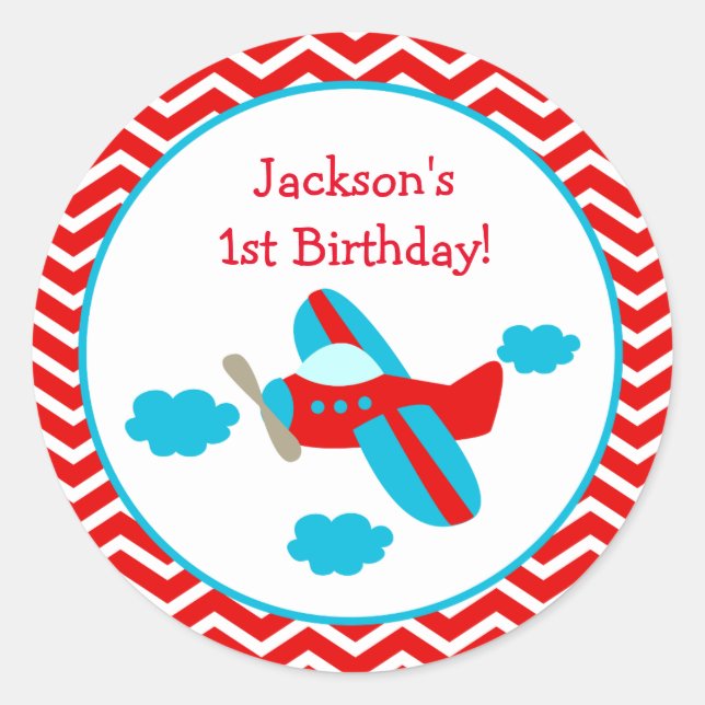 Stickers de fête d'anniversaire de l'avion (Devant)