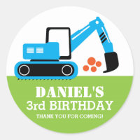 Stickers de fête d'anniversaire de l'excavatrice p