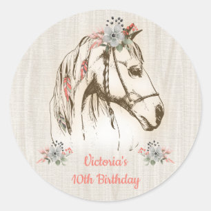 Stickers de fête d'anniversaire du Boho Horse