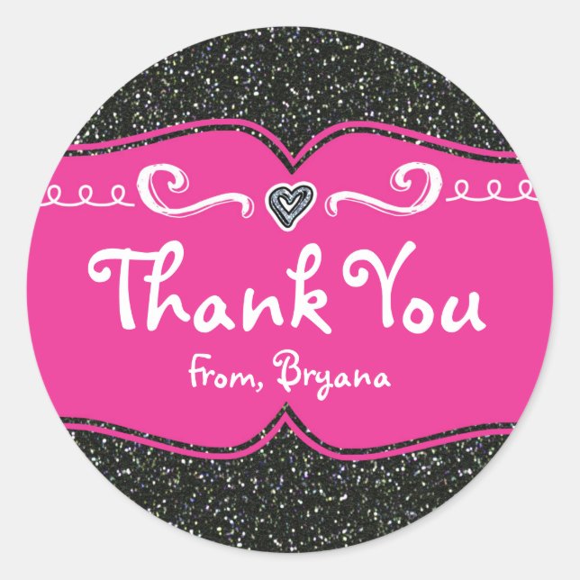 Stickers de fête d'anniversaire Hot Rose & Black P (Devant)