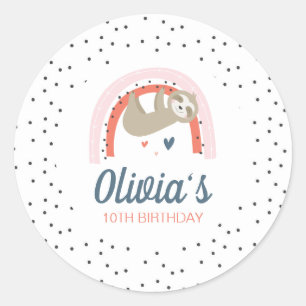 Stickers de fête d'anniversaire Rainbow Sloth