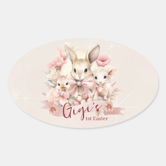 Stickers de fête de lapin, poussins et agneaux per (Devant)