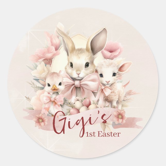 Stickers de fête de lapin, poussins et agneaux per (Devant)