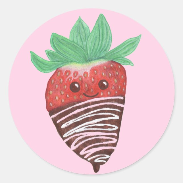 Stickers de fraises couverts au chocolat (Devant)