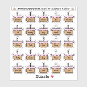 stickers de gâteau d'anniversaire pour calendriers