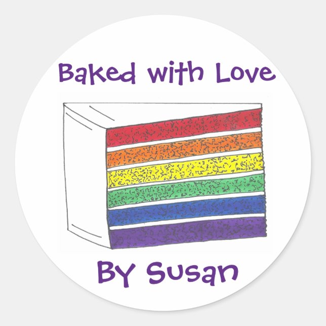 Stickers de gâteau Rainbow Personnalisé, cuits ave (Devant)