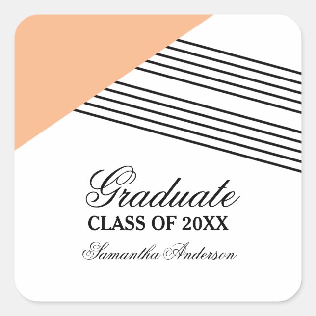 Stickers de graduation à bande géométrique orange (Devant)