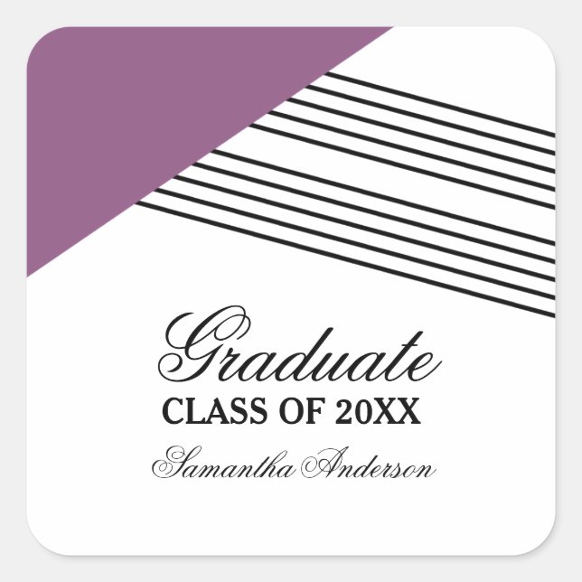 Stickers de graduation à bandes géométriques viole (Devant)