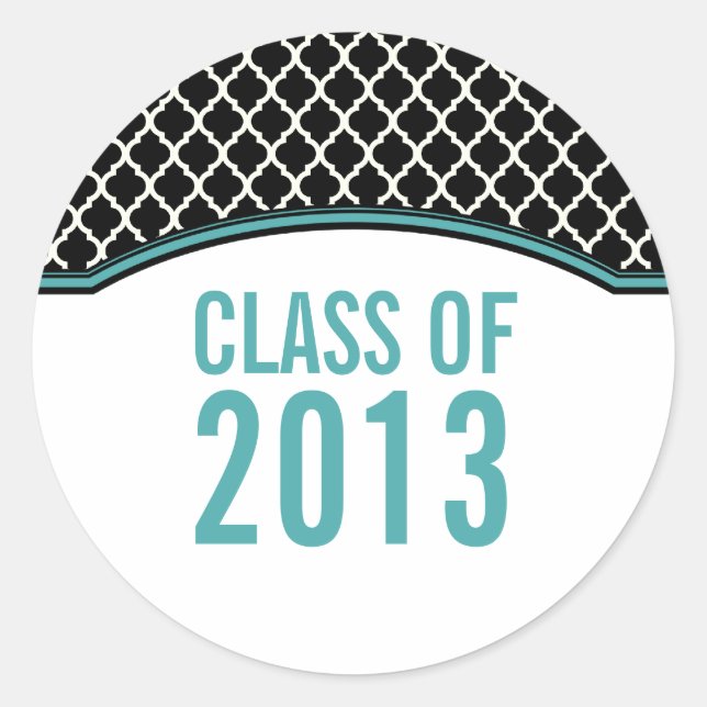 Stickers de graduation Aqua Elegant Quatrefoil (Devant)