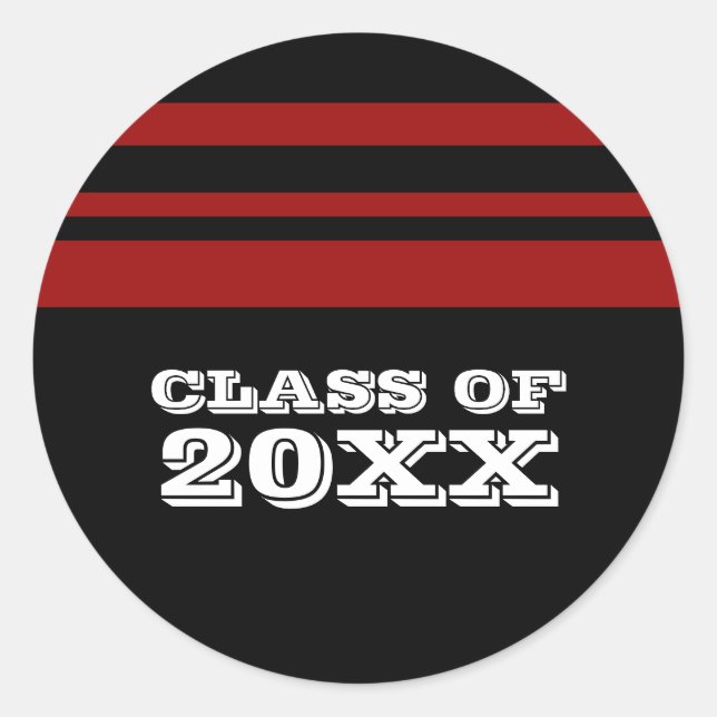 Stickers de graduation Black/Red Bold Stripes (Devant)