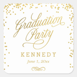 Stickers de graduation couleur modifiable Confetti
