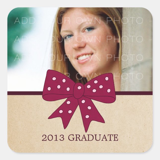 Stickers de graduation mignonne Fuchsia Bow (Devant)