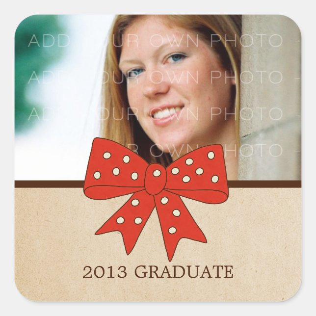Stickers de graduation mignonne Red Bow (Devant)