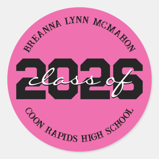 Stickers de graduation personnalisée Hot Rose & Bl (Devant)