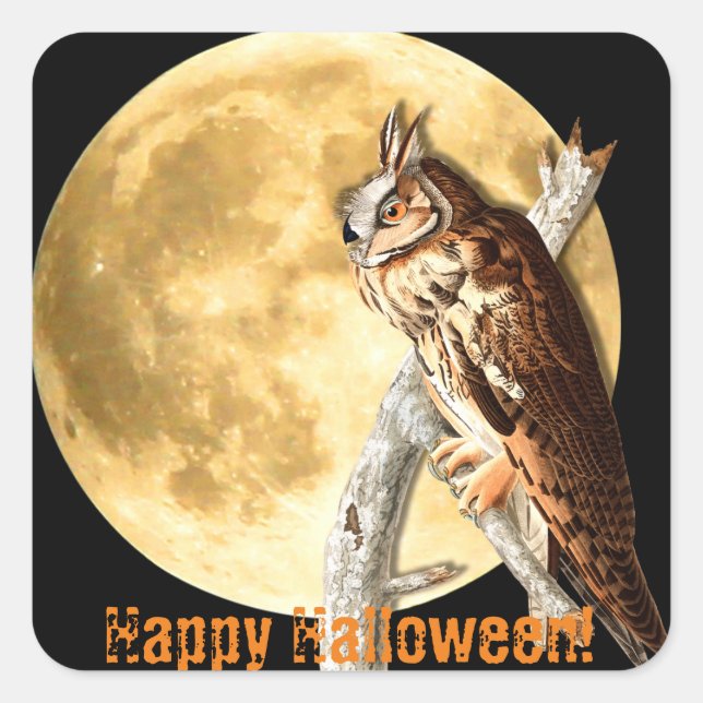 Stickers de hibou à oreilles longues d'Halloween A (Devant)