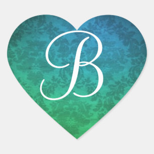 Stickers de joint bleu monogramme Damas enveloppes