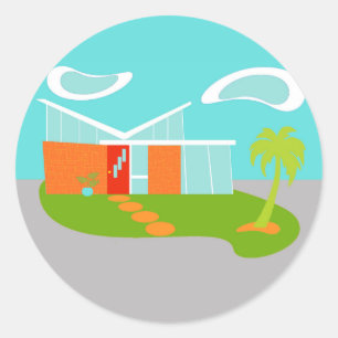 Stickers de la maison de dessin moderne du milieu