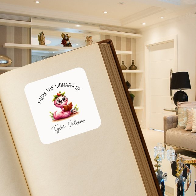 Stickers de livre de ver de livre mignon Plaque pe (Créateur téléchargé)