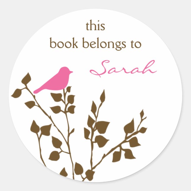 Stickers de livres d'oiseaux Brown roses personnal (Devant)