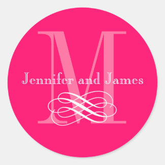 Stickers de logo Mariage de monogramme rose chaud