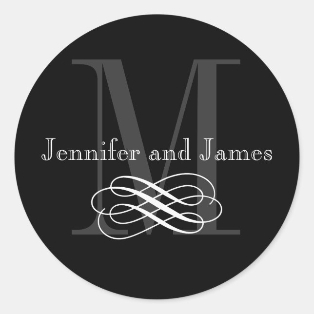 Stickers de logo Mariage Monogramme noir et blanc (Devant)