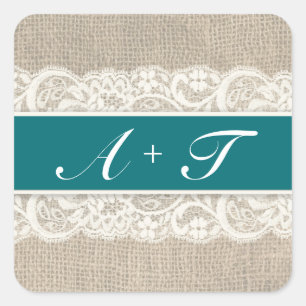Stickers de look de dentelle et de burlap rustique