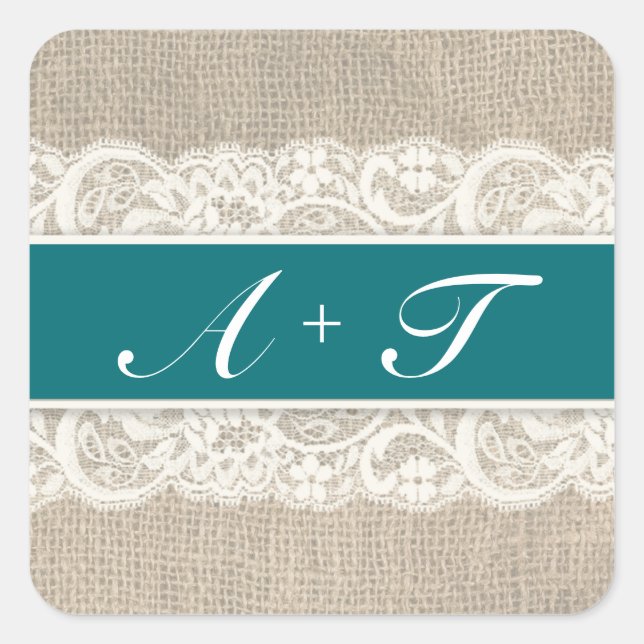 Stickers de look de dentelle et de burlap rustique (Devant)