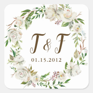 Stickers de mariage à couronne florale d'élégance