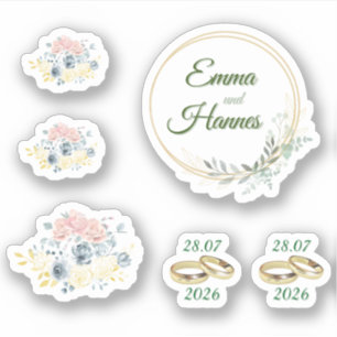Stickers de mariage à motif floral