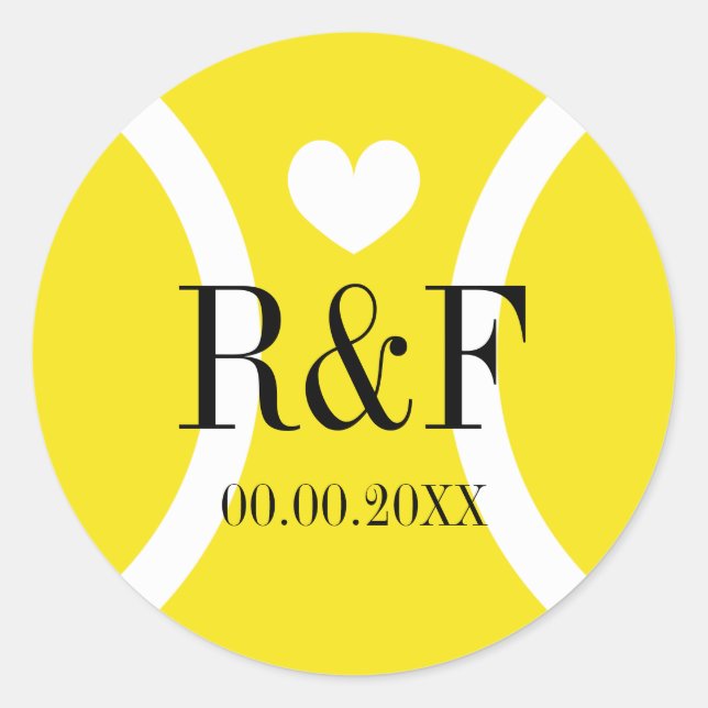stickers de mariage à thème de tennis avec monogra (Devant)
