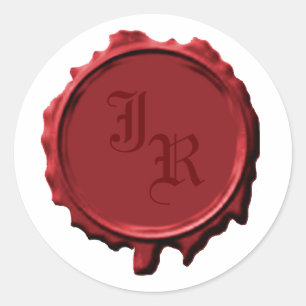 Stickers de mariage au monogramme rouge