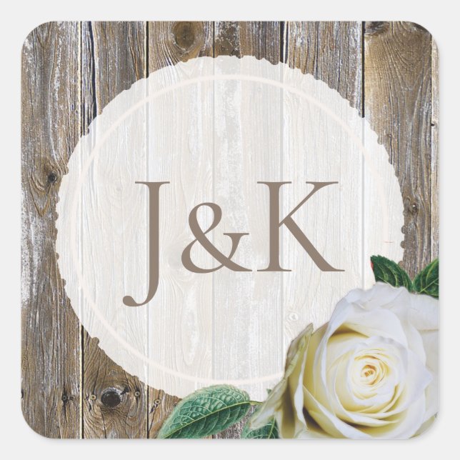 Stickers de mariage blanc rose en bois rustique pa (Devant)