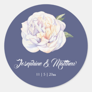 Stickers de mariage bleu blanc Peony Floral
