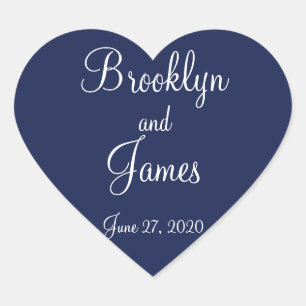Stickers de mariage bleu coeur