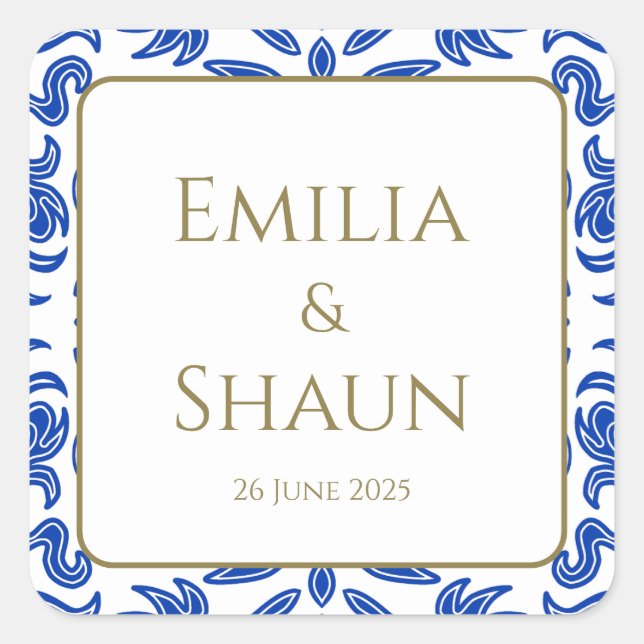 Stickers de mariage bleu italien traditionnel (Devant)