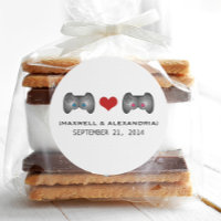 Stickers de mariage bleu rose mignon Gamer