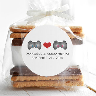 Stickers de mariage bleu rose mignon Gamer