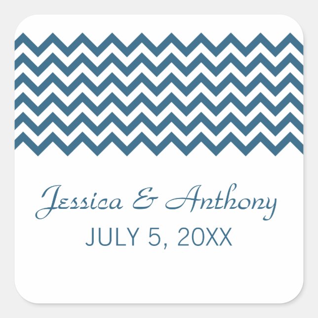 Stickers de mariage bleu simple Chevron (Devant)