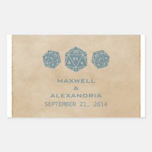 Stickers de mariage Blue Grunge D20 Dice Gamer