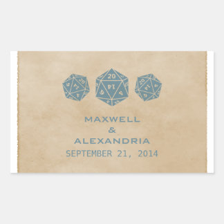 Stickers de mariage Blue Grunge D20 Dice Gamer