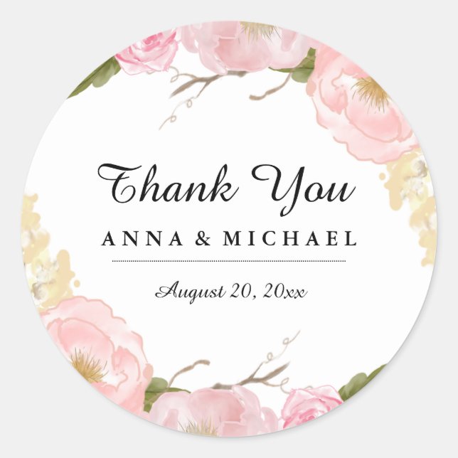 Stickers de mariage botanique floral blanc (Devant)